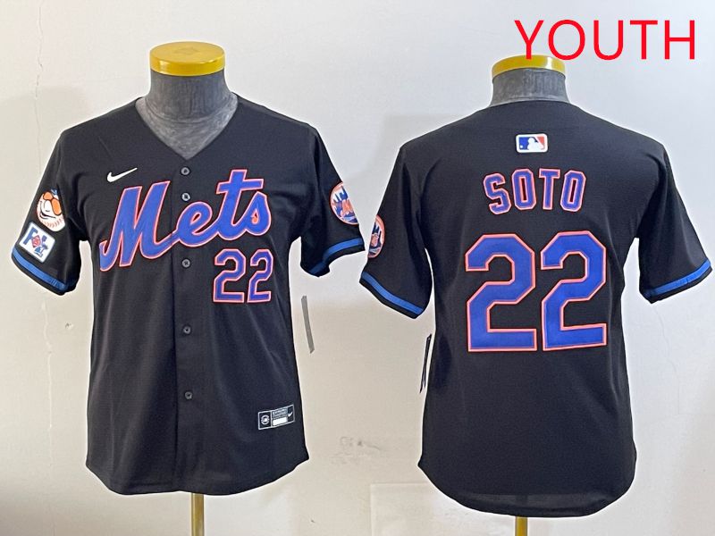 Youth New York Mets #22 Soto Black Game Fashion 2025 Nike MLB Jersey style 2->youth mlb jersey->Youth Jersey